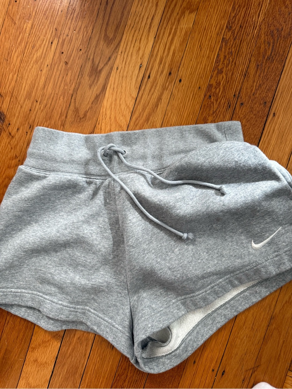 Nike High Waist Women's Light Gray Athletic Shorts with Drawstring